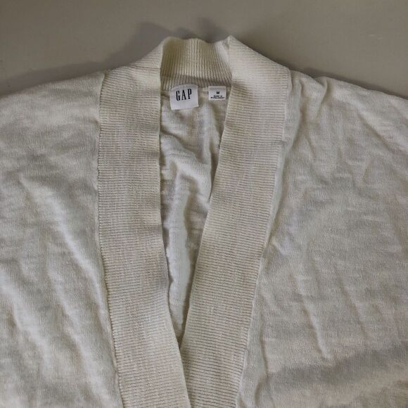 GAP Women’s Open Front Cardigan Snowflake Milk Split Hem Tag Size Medium - Picture 11 of 16